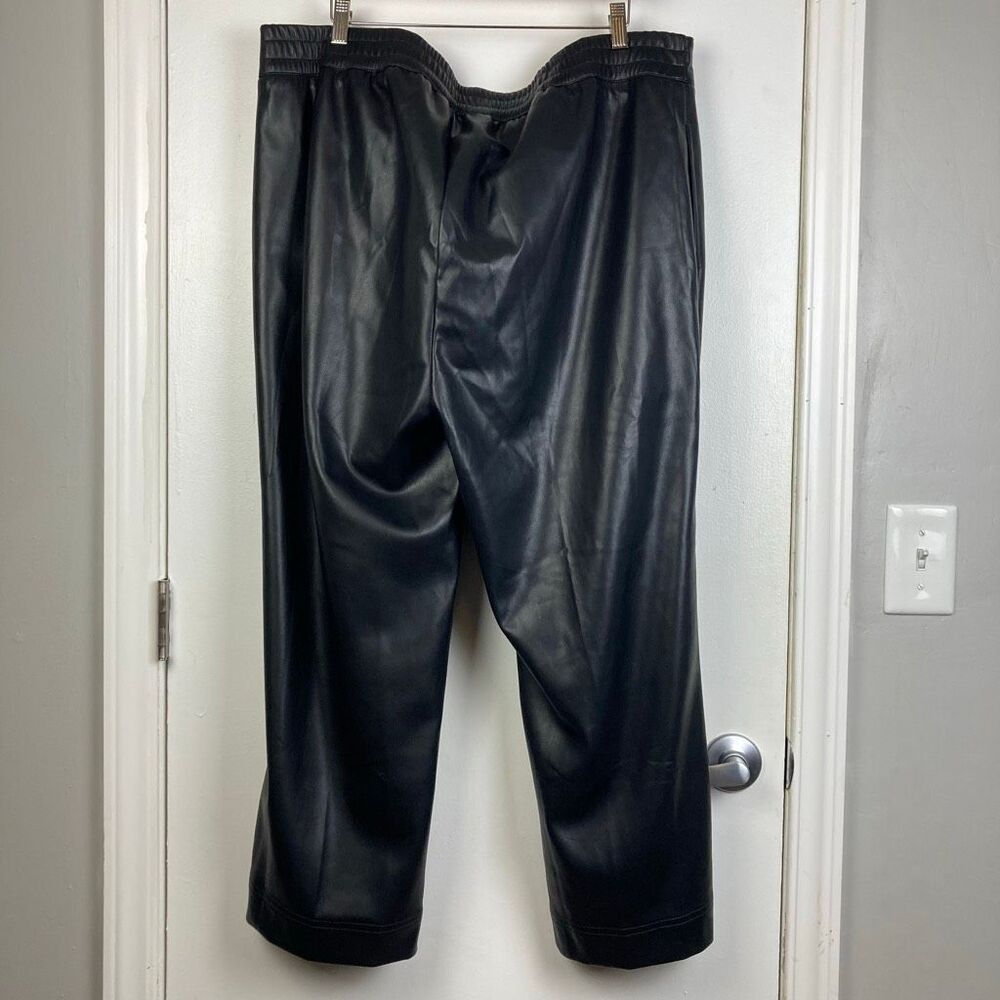 NWT Soft Surroundings Rivka Black Vegan Faux Leather Wide Leg Cropped Pants 2X - Picture 5 of 10